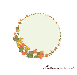 Autumn leaves background. The round frame 