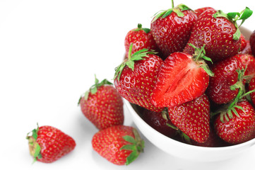 Strawberries in white bowl