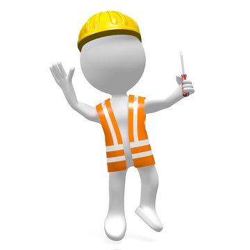 3D worker with a screwdriver