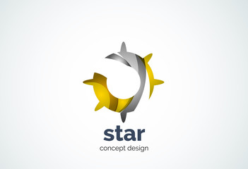 Sun logo template, shining star concept
