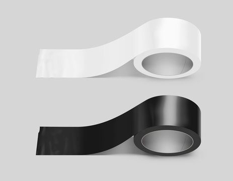 Blank white and black duct adhesive tape mockup, clipping path, 3d  illustration. Sticky scotch roll design mock up. Clear glue tape template.  Packing insulating tape display. Stock Illustration | Adobe Stock