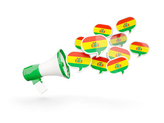 Megaphone with flag of bolivia