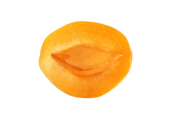 Half apricot without stone isolated on white background, with cl