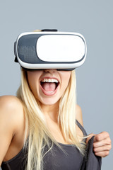 Woman wearing of VR goggles