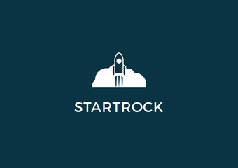 rocket cloud vector logo