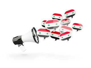 Megaphone with flag of syria