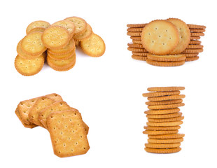 crackers or biscuits on white background