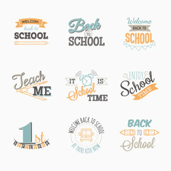 Back to school. Set of simple logo.
