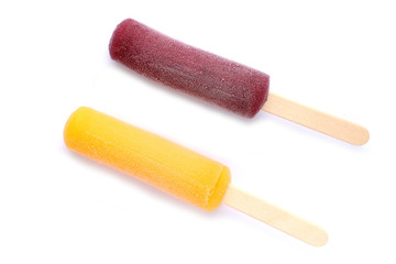 orange and grape ice candy isolated