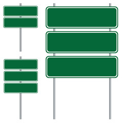 Blank green road sign design isolated on white background.