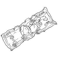 Vector Single Sketch Creased Banknote