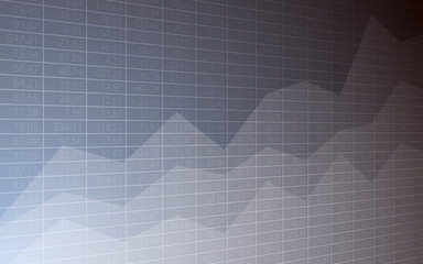 Abstract Business chart with uptrend line graph and stock numbers in bull market on gray background (vector)