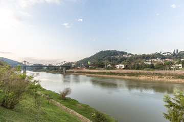 Fototapeta na wymiar View of Itajai river at Blumenau, Santa Catarina.