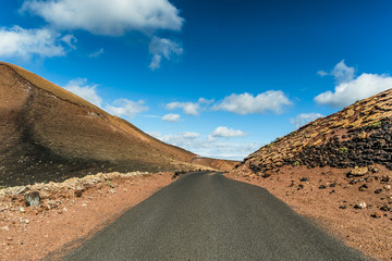 Road in the volcanic area of Lanzarote