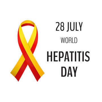 Vector illustration with 2 color ribbon on light background. 28 July World Hepatitis Day