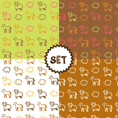 set of four patterns with arm animals