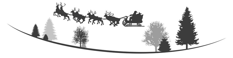 Santa Clause mit Schlitten und Rentieren