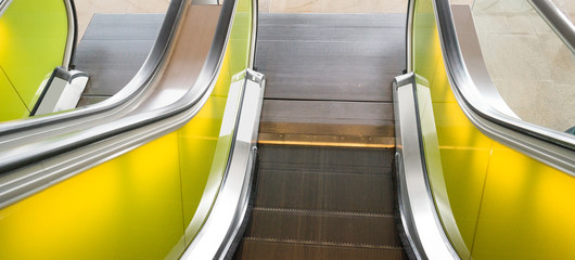 High angle view of empty escalator