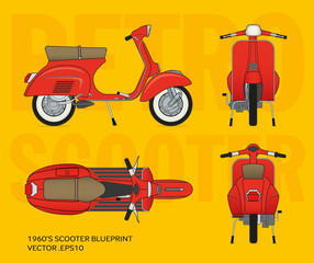 Fototapeta premium Retro scooter blueprint