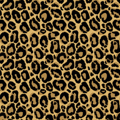 Vector seamless pattern with leopard fur texture. Repeating leop