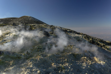 Etna summit crater with gas