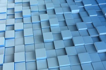 Blue 3d cubes background 