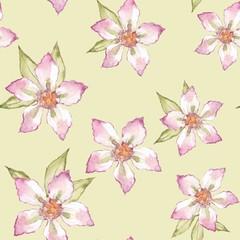 Simple floral pattern. Seamless background. Hand drawn watercolor flowers 2
