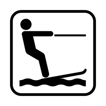 Water skiing icon. Flat vector illustration isolated on white background.
