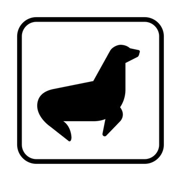 recommend clip art: Sea calf icon or harbor seal logo. Flat vector illustration isolated on white background.