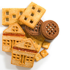 Isolated image of delicious cookies on a white background closeup