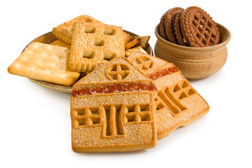 Isolated image of delicious cookies on a white background closeup