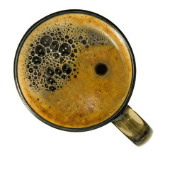 isolated image of coffee in cup close-up