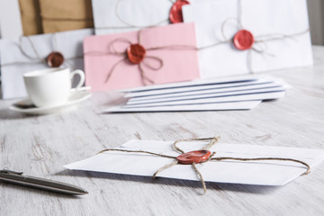 Letter with seal on table