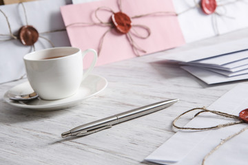 Letter with seal on table