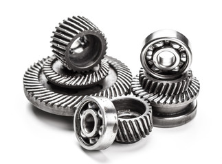 Gear metal wheels, isolated on white background