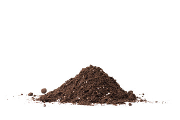 Soil or dirt section isolated on white background