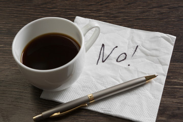 Word NO on napkin