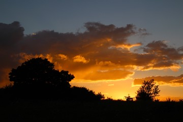 Fototapeta na wymiar The sun's last rays before sunset