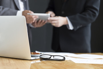 businessman in suit analyze market analysis business chart