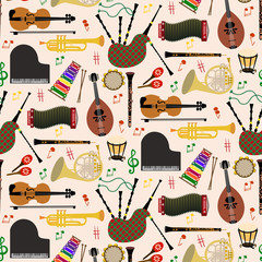 Obrazy na Plexi  Wzór z instrumentami muzycznymi