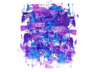 Abstract background of blue and purple brush strokes. Lilac blue acrylic background.