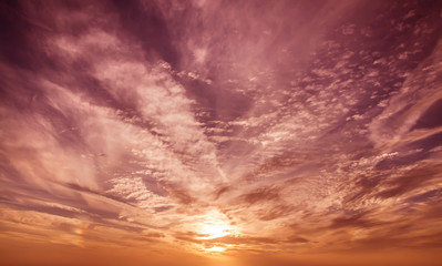 Naklejka na ściany i meble Sunset or sunrise with clouds background