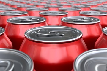 3D render of red soda cans