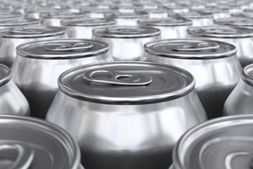 3D render of soda cans