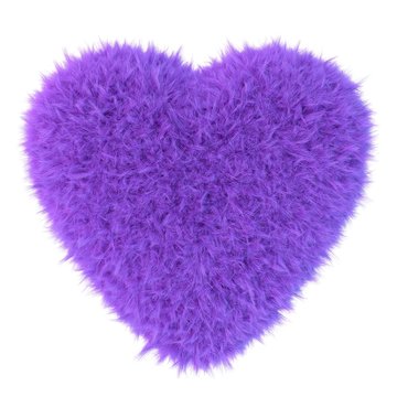 Purple fur heart, 3D render