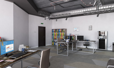 Elegant office interior . Mixed media