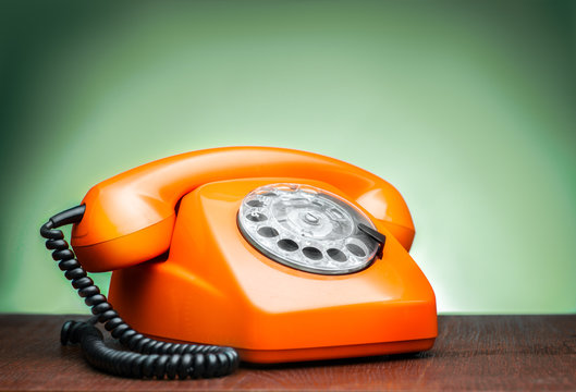 Vintage phone on table