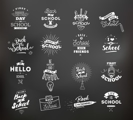 Back to school typographic labels set.