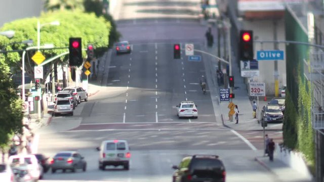 traffic on freeway in downtown los angeles
