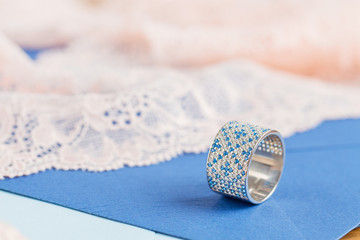 Jewelry rings with blue gemstone